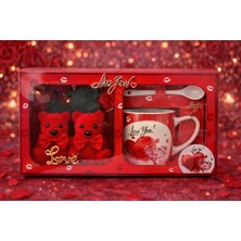 Eng Parti Dünyası Love Temalı Ayıcık, Gül ve Kupa Hediye Seti