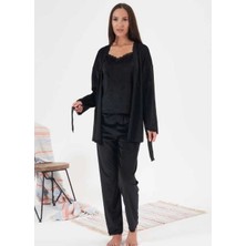 Amora Fancy Clothing Estiva 24397 Bayan Kadife 3'lü Pijama Takım
