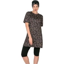 Amora Fancy Clothing Fantasy 3454 Bayan Yaprak  Desenli Yarı Tesettür Mayo