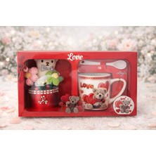 Eng Parti Dünyası Love Temalı Ayıcık Figürlü Kupa ve Dekoratif Hediye Seti AT-1914