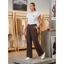 CGA Kadın Tensel Pantolon  Çift Pileli Bol Paça Tencel Pantolon