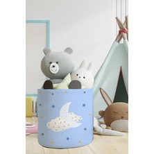 Talia Home Mavi Zzz Uyku Desenli Çocuk ve Bebek Odası Düzenleyici Oyuncak Veya Kirli Sepeti TLAS-147