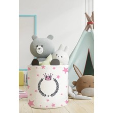 Talia Home Yıldız ve Taç Desen Çocuk ve Bebek Odası Düzenleyici Oyuncak Veya Kirli Sepeti TLAS-154