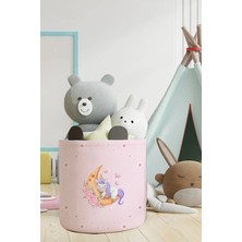 Talia Home Pembe Uyuyan Unicorn Desenli Çocuk ve Bebek Odası Düzenleyici Oyuncak Veya Kirli Sepeti TLAS-080