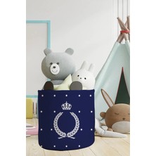 Talia Home Lacivert Çelenk Desen Çocuk ve Bebek Odası Düzenleyici Oyuncak Veya Kirli Sepeti TLAS-143