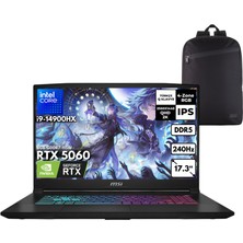 MSI Msı Katana 17 Hx Core I9-14900HX 32-Gbddr5 4 Tbssd RTX5060 (8GB-GDDR7-115W) 17.3" Qhd 2k 240Hz Windows 11 Home + Zg Sırt Çantası B14WFK-217TRZG9