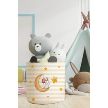 Talia Home Tavşan Ay Yıldız Desenli Çocuk ve Bebek Odası Düzenleyici Oyuncak Veya Kirli Sepeti TLAS-148