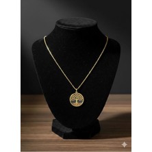 Bella Kadın Ağaç Motifli Gold Paslanmaz Çelik Kolye