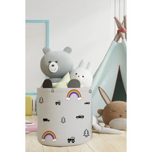 Talia Home Gökkuşağı ve Arabalar Desenli Çocuk ve Bebek Odası Düzenleyici Oyuncak Veya Kirli Sepeti TLAS-111