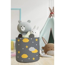 Talia Home Sarı Yıldızlar Bulutlar Desenli Çocuk ve Bebek Odası Düzenleyici Oyuncak Veya Kirli Sepeti TLAS-100