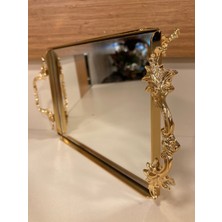 Plus Home Tepsi Pirinç Altın Kulplu Model Miniboy 22X16 cm