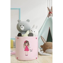 Talia Home Kalpli Pembe Çocuk ve Bebek Odası Düzenleyici Oyuncak Sepeti TLAS-013