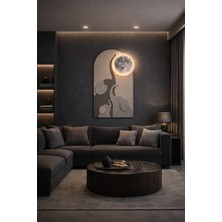 LED Işıklı Fil Ailesi Duvar Dekoru 80 x 40 cm 3D Ay Tasarımlı Modern Çocuk Odası & Salon Dekorasyonu