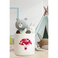 Talia Home Kucak Dolusu Kalp Desenli Çocuk ve Bebek Odası Düzenleyici Oyuncak Veya Kirli Sepeti TLAS-158