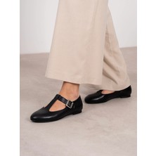 Ece'nin Butiği Felis Siyah Hakiki Deri Kadın Babet