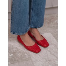 Ece'nin Butiği Gerta Kırmızı Hakiki Deri Kadın Babet