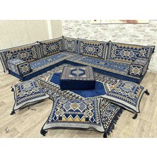 Coton Şark Köşesi L Şeklinde Minder Takımı Konsept Lacivert 14 Parça