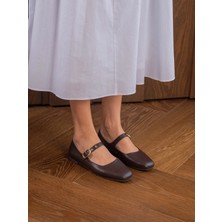 Ece'nin Butiği Huldis Kahve Hakiki Deri Kadın Babet