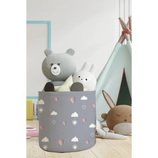 Talia Home Kalp ve Bulut Desen Çocuk ve Bebek Odası Düzenleyici Oyuncak Veya Kirli Sepeti TLAS-141