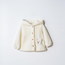 Butik Kız Bebek Kapüşon Detaylı Peluş Ceket