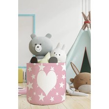 Talia Home Pembe Kalp Çocuk ve Bebek Odası Düzenleyici Oyuncak Veya Kirli Sepeti TLAS-118