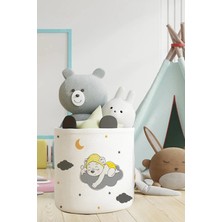 Talia Home Uyuyan Ayıcık Desenli Çocuk ve Bebek Odası Düzenleyici Oyuncak Veya Kirli Sepeti TLAS-084