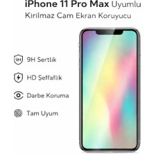 Avcı Teknoloji Market iPhone 11 Pro Max Uyumlu Kırılmaz Cam Ekran Koruyucu 9h Temperli Cam Hd Şeffaf
