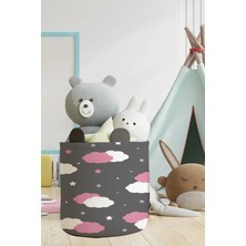 Talia Home Pembe Bulutlar Desenli Çocuk ve Bebek Odası Düzenleyici Oyuncak Veya Kirli Sepeti TLAS-156