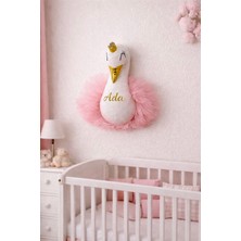 Isme Özel Kuğu Bebek Odası Duvar Süsü | Kişiye Özel Pembe Tüllü Dekor 50 cm