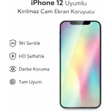 Avcı Teknoloji Market iPhone 12 Uyumlu Kırılmaz Cam Ekran Koruyucu 9h Temperli Cam Hd Şeffaf