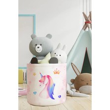 Talia Home Renkli Unicorn Desenli Çocuk ve Bebek Odası Düzenleyici Oyuncak Veya Kirli Sepeti TLAS-081