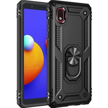Magicool Samsung Galaxy A01 Core Kılıf Sofya Yüzüklü Silikon Kapak - Siyah