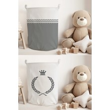 Talia Home Zigzag ve Çelenk Desenli 2 Adet Çocuk ve Bebek Odası  Oyuncak Veya Kirli Sepeti TLACS-207