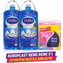 Duru Mutluluk Serisi Okyanus Sıvı Sabun 3 Litre x 2 Adet ( Koroplast Renk Renk 5'li Mutfak Bezi Ile)