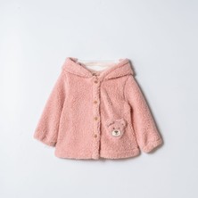 Butik Kız Bebek Kapüşon Detaylı Peluş Ceket