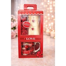 Eng Parti Dünyası Love Temalı Kolye Seti, Kupa ve Dekoratif Gül Hediye Seti Eng-Kb-05