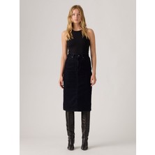 Levi's Kadın Arka Yırtmaçlı Kadife Denım Siyah Uzun Etek 001VH-0016