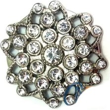 Magicool Taşlı Yuvarlak Broş, Sandık Süsü 4,5 cm - Nikel, 10 Adet