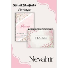 Nevahir Günlük & Haftalık Planlayıcı Seti A5 Spiralli Ajanda 2026 Çiçek Desenli