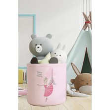 Talia Home Pembe Paris Eyfel Kulesi Çocuk ve Bebek Odası Düzenleyici 35 x 45 Renkli Kumaş Sepet