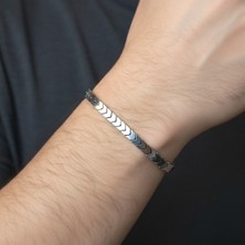 Valmont Accessories Hematit Taşlı Asansörlü Ayarlanabilir Gümüş Erkek Bileklik Modern Minimal Tasarım