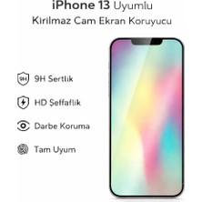 Avcı Teknoloji Market iPhone 13 Uyumlu Kırılmaz Cam Ekran Koruyucu 9h Temperli Cam Hd Şeffaf