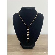 Bella Kadın Taşlı Yaprak Model Paslanmaz Çelik Y Kolye