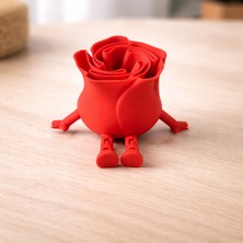 3D Baskı Oturan Gül Figür | Kırmızı Dekoratif Gül Saksı | Fidget Oyuncak | Masa Dekoru | Hediye & Koleksiyonluk
