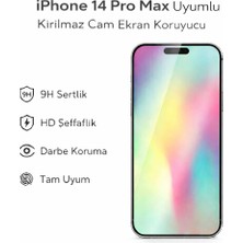 Avcı Teknoloji Market iPhone 14 Pro Max Uyumlu Kırılmaz Cam Ekran Koruyucu 9h Temperli Cam Hd Şeffaf