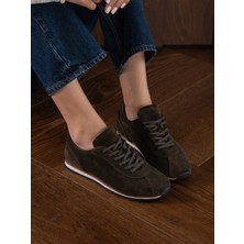 Ece'nin Butiği Kioni Haki Süet Hakiki Deri Kadın Spor Ayakkabi