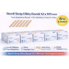 Steril Strip Dikiş Bandı 12 x 101 mm Yara Kapatma Bandı Cilt Sabitleyici Strip 6’lı 5 Paket