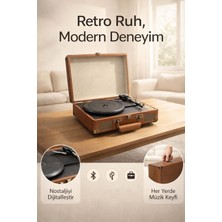 FaroxTech Vintage Tasarım Taşınabilir Pikap - Plakları Dijitale Aktarma Özelliği