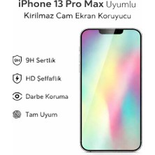 Avcı Teknoloji Market iPhone 13 Pro Max Uyumlu Kırılmaz Cam Ekran Koruyucu 9h Temperli Cam Hd Şeffaf