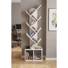 Gold Falez Kitaplık Modern Dekoratif Kitap Rafı Çok Katlı Kitap Standı Salon Ofis Organizer Yaprak 7060 Beyaz